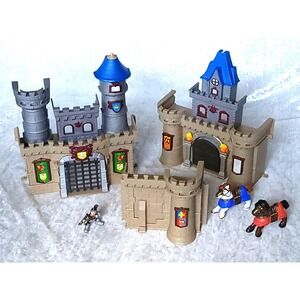 Vtg Keenway Medieval Knight Castle Playset w/Fortress Horses & Archer PLS READ!